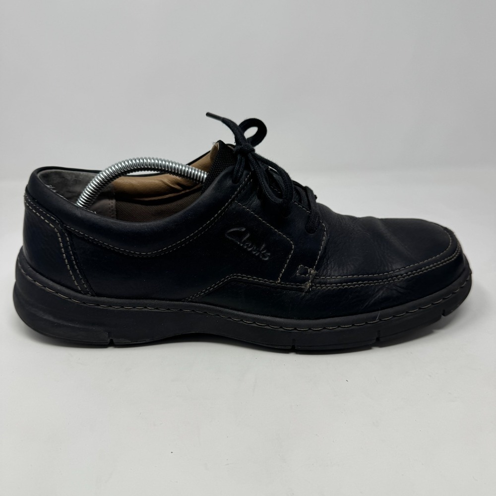 Clarks Black Leather Comfort Cushion Shoes Lace Up Oxford Men's‎ Size 11 M - Picture 2 of 16